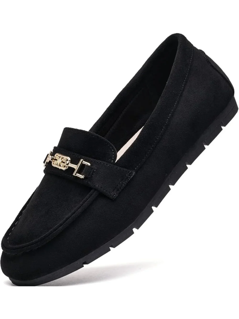 Women's Black Velvet Comfort Walking Pull On Leisure Slip On Loafer Flat Shoes